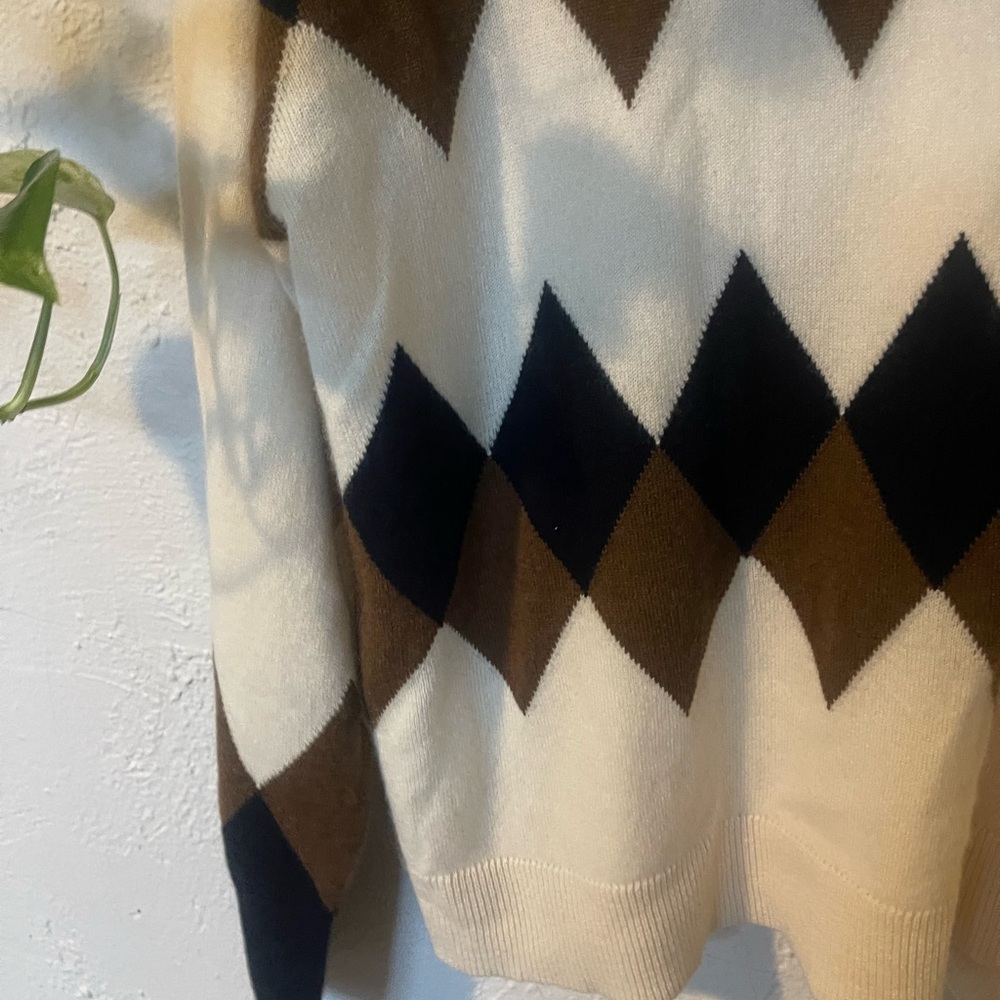 J. Crew Relaxed Fit Cashmere Turtleneck Sweater In Argyle - Picture 4 of 7